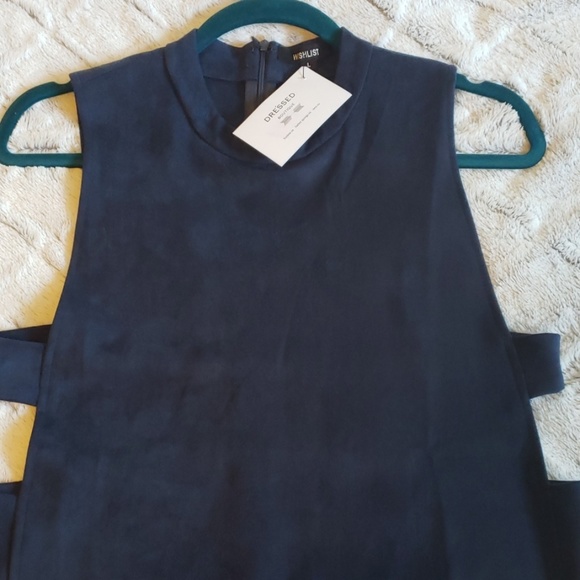 New!! Wishlist Faux Suede Navy Mini Dress in Large - Picture 5 of 8